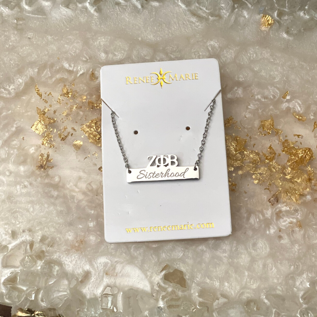 ZΦB Symbols Bar Necklace (Stainless Steel)
