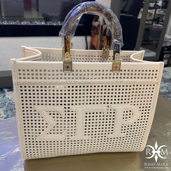 ΣΓΡ Monochrome Luxe Vegan Leather Tote Bag