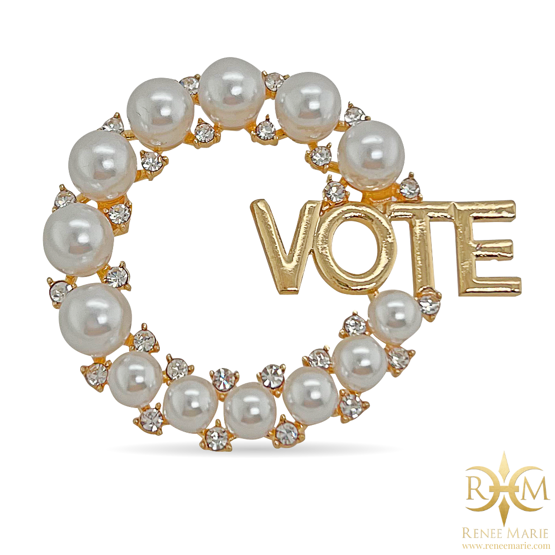 VOTE Circular Pearl Brooch – RENEE MARIE