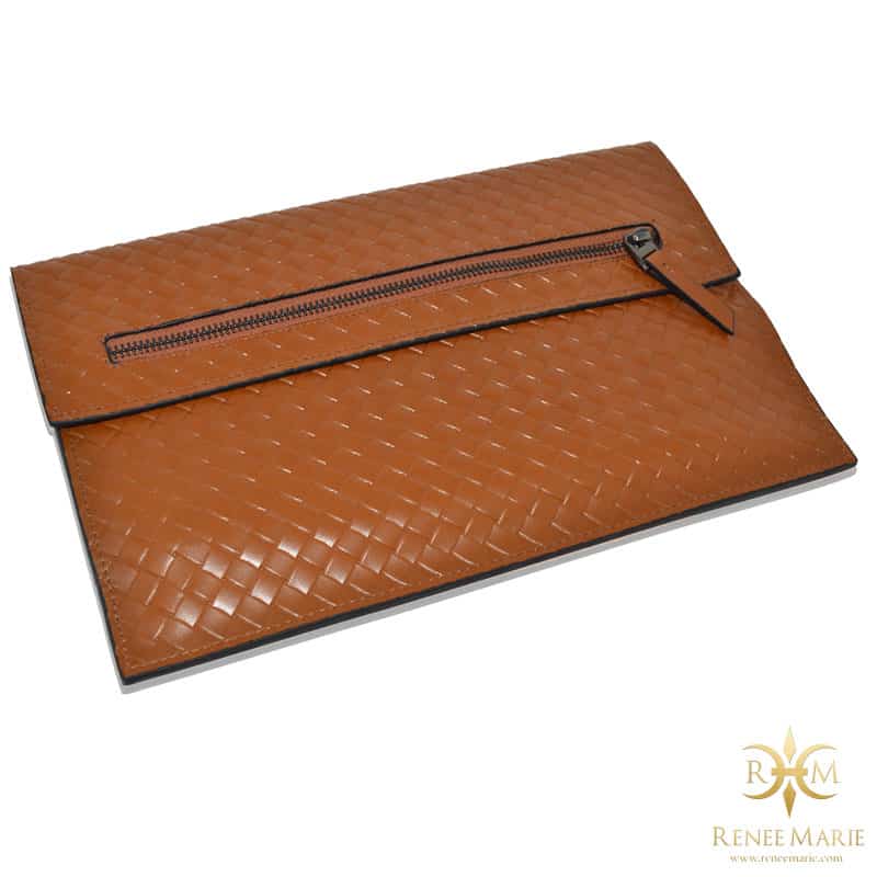 Embossed Woven Leather Clutch