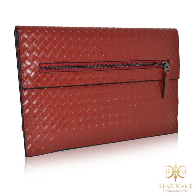 Embossed Woven Leather Clutch