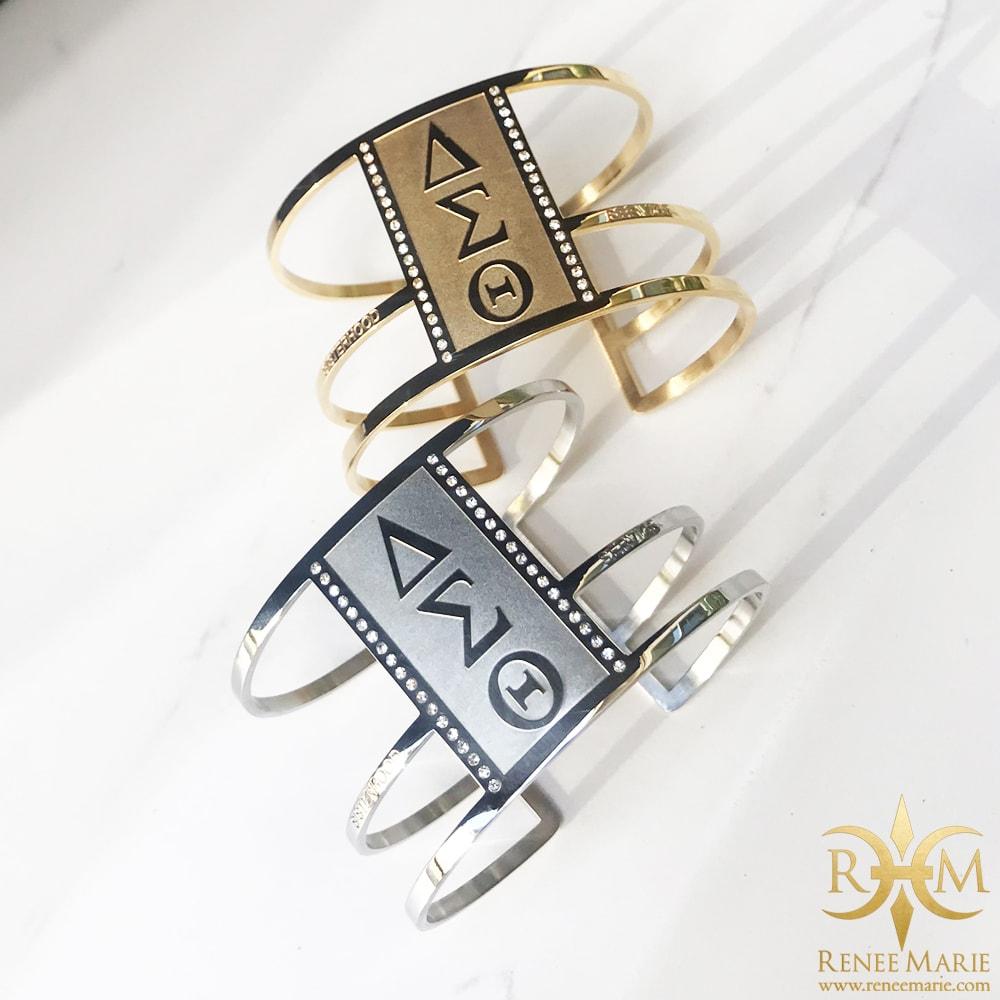 DST "Debra" Vertical Symbols Cuff Bracelet (Stainless Steel)