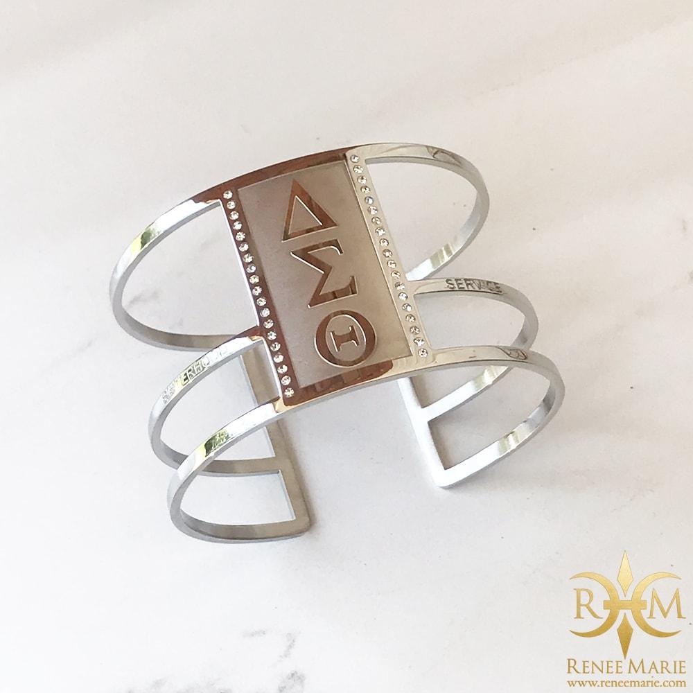 DST "Debra" Vertical Symbols Cuff Bracelet (Stainless Steel)