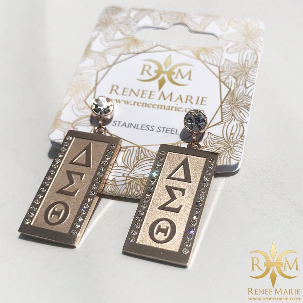 DST "Debra" Vertical Symbols Earrings (Stainless Steel)