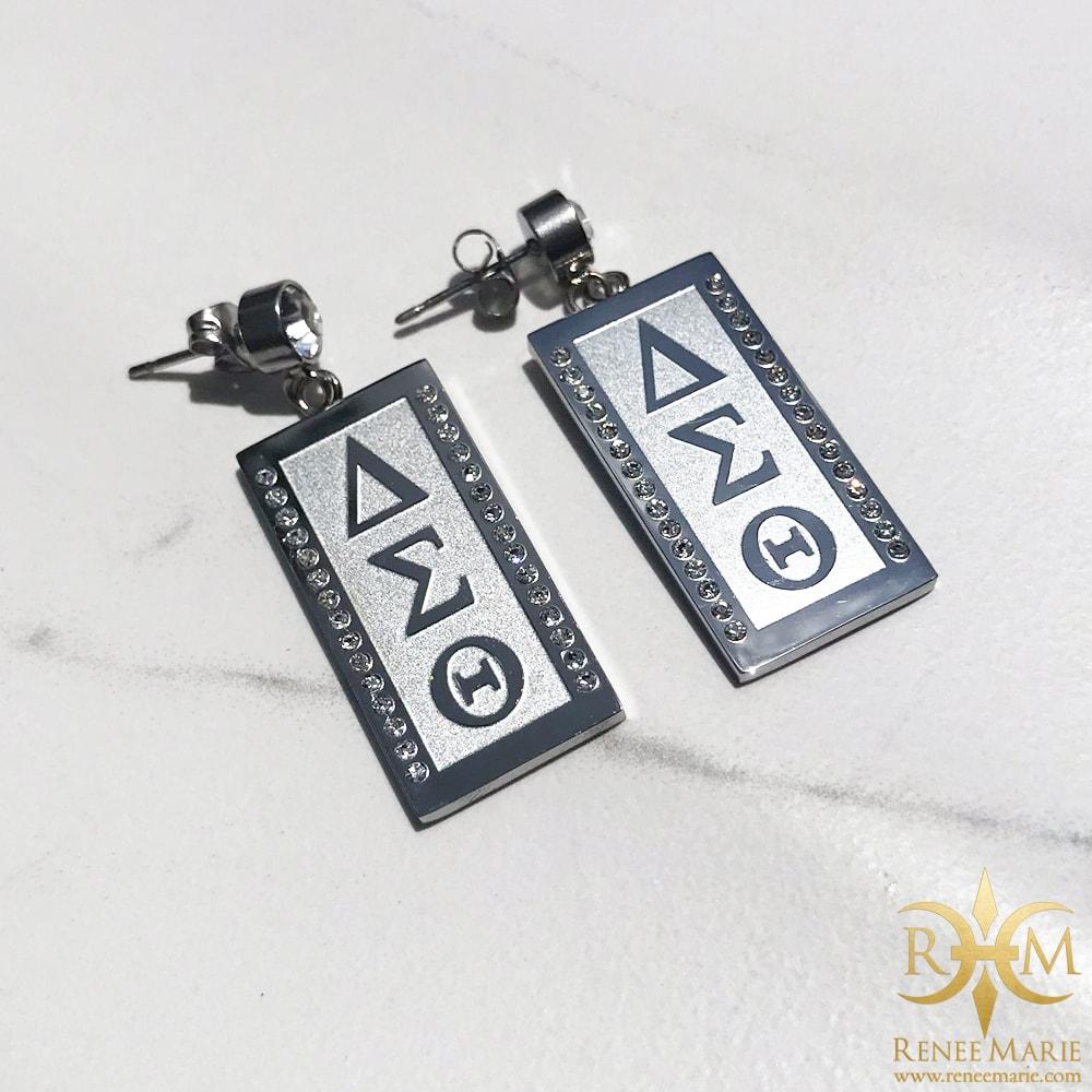 DST "Debra" Vertical Symbols Earrings (Stainless Steel)