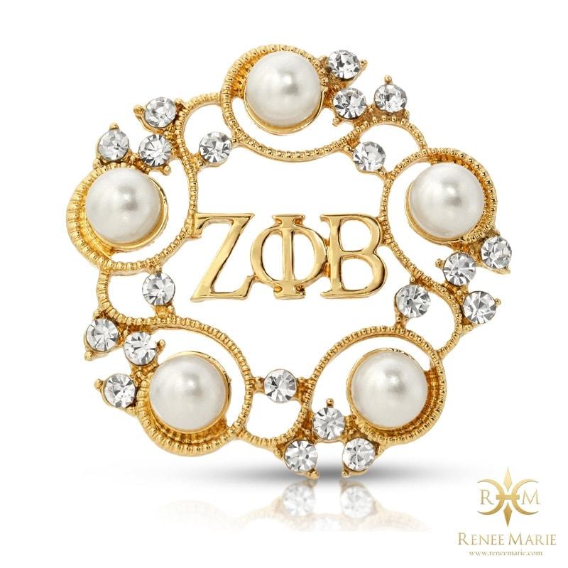 ZΦB Symbolic 5 Pearls Brooch