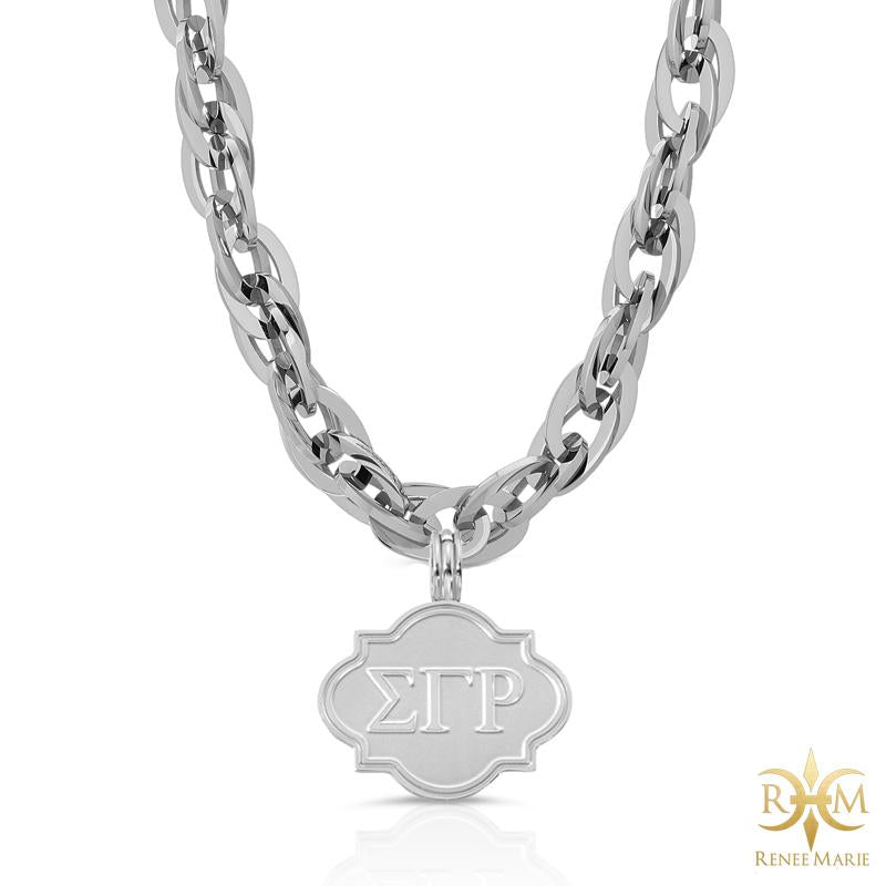 ΣΓΡ "Techno Silver" Stainless Steel Necklace