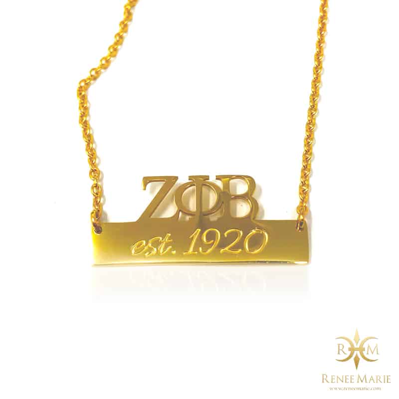 ZΦB Symbols Bar Necklace (Stainless Steel)