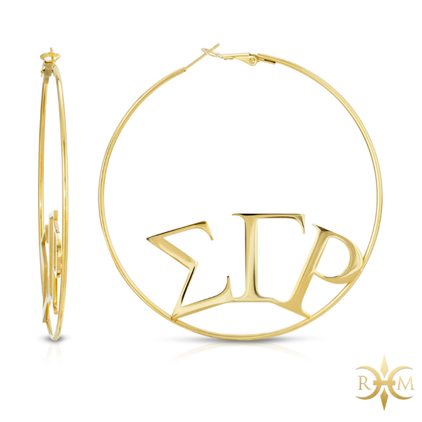 ΣΓΡ Large Hoop Earrings (Stainless Steel)