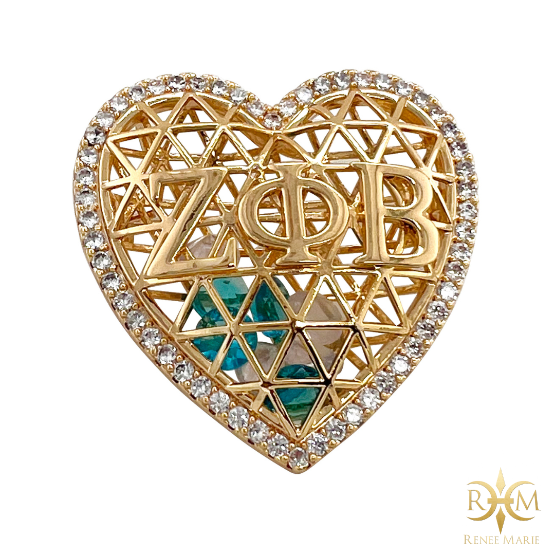 ZΦB Floating Heart Brooch